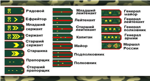 Звания в армии России по возрастанию с погонами 2019